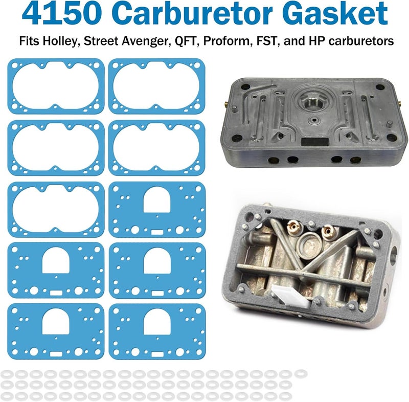 JIOTAR 4150 Carburetor Rebuild Gasket Kit For Holley 8-2000 M2300 4150 G59 8-2000QFT, Carburetor Bowl Gaskets Set Rebuild Kit Replacement Holley, Street Avenger, QFT, Proform, FST, HP - Image 2